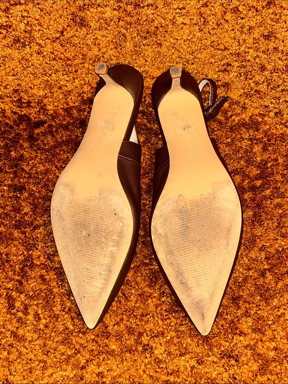 French Connection Brown Pointed Slingback Flats with Adjustable Buckle - Picture 2 of 7